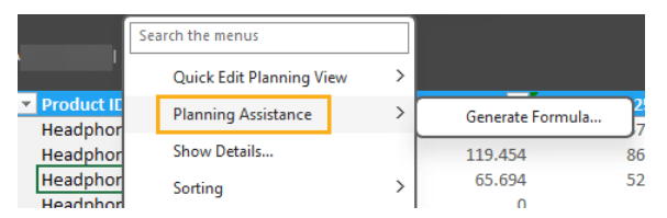 Excel Add-In Formula Creation feature of SAP IBP 2505 Release Screenshot