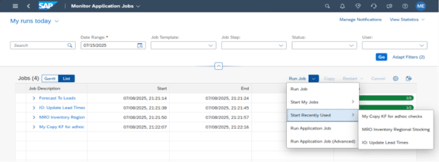 chart showing Enhancements to the Monitor Application Jobs 